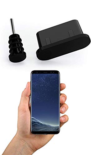 innoGadgets 10x Tapón Antipolvo Compatible con Smartphone, MacBook | Cubierta Conector USB-C y Toma Auriculares | Tapa Protectora para Samsung Galaxy | Negro