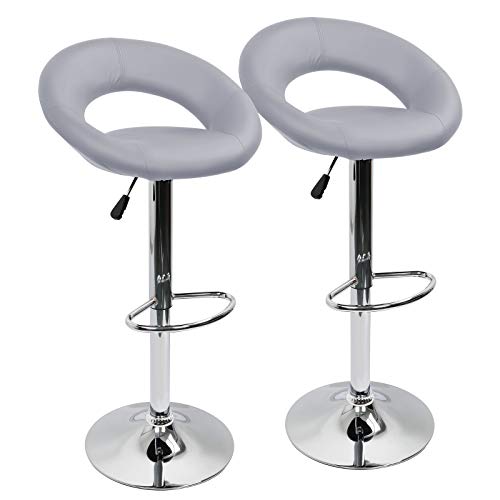 IntimaTe WM Heart Set de 2 x Taburetes de Bar Cuadrado y Moderno, Cuero de PU Telesilla con Respaldo Medialuna Altura Ajustable Giratoria para Bar Cocina (Gris)