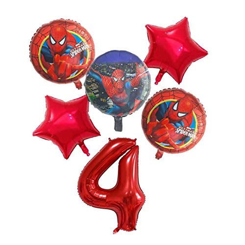 Jjwlkeji Esmalte de uñas en Gel 6pcs / Set Spiderman Globos Foil Vengadores Fiesta de cumpleaños Globo Número Decoración Super Hero Boy Juguetes de niños Globos de Baby Shower