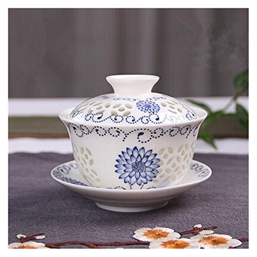 Juego de Taza y platillo de té Copa sopera del Juego de té de cerámica Kung Fu Taza de té y platillo Set Vasos (Color : Plum)