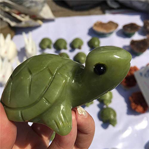 KAPU Piedra Natural Hsiuyen Jade Cristal Hecho A Mano Tallado Tortuga Verde Jade Tortuga Moda Tallada Artesanía Animal Figurita Regalos