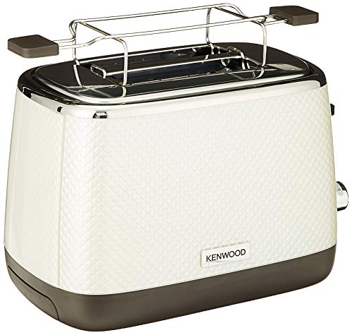 Kenwood Mesmerine TCM811WH - Tostador de diseño (2 ranuras, rejilla de calentamiento, 6 niveles de dorado, funciones descongelamiento y bagel) Blanco Perla