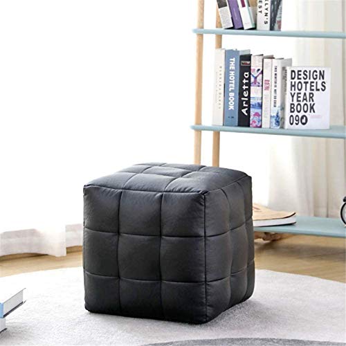 KHDJ Puf de Cuero sintético para Sala de Estar, reposapiés tapizado Cuadrado Acolchado, Silla de Piso de Tatami japonés para el hogar,Negro