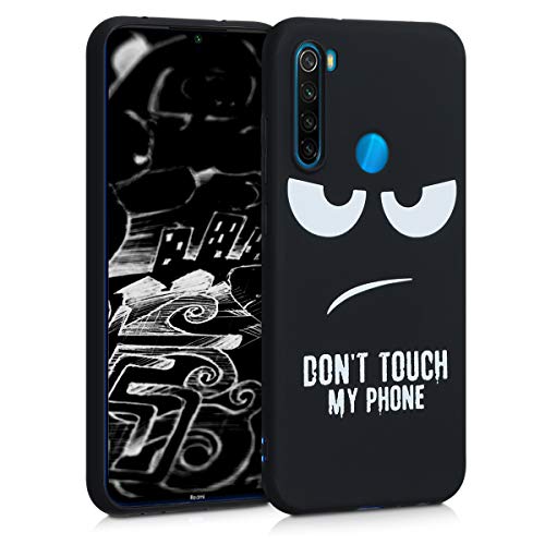 kwmobile Funda Compatible con Xiaomi Redmi Note 8 - Carcasa de TPU Don't Touch my Phone en Blanco/Negro