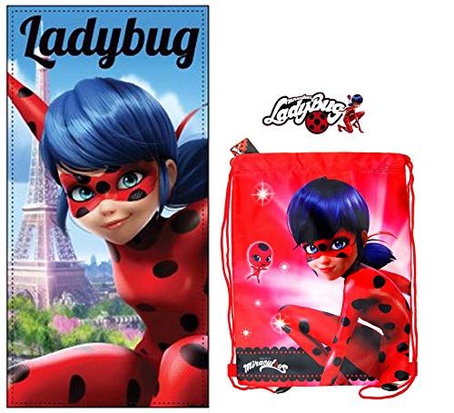 Ladybug Miraculous toalla de playa + bolsa de playa Ladybug