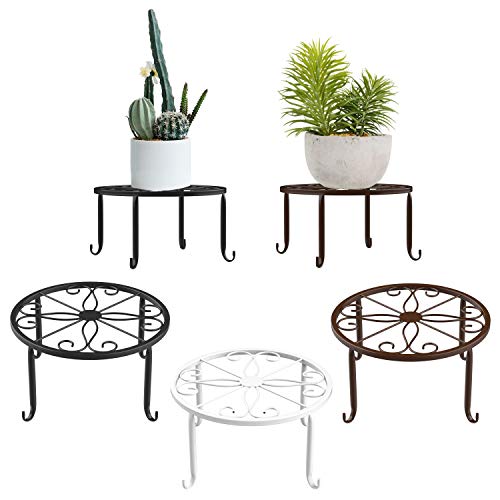 Lewondr Base de Soporte de Macetas Plantas, [3 PZS] 9 x 4.9 Inch Cesta de Flores de Metal con Tornillos Retro Contenedor de Planta, Soporte para Macetero para Balcón del Jardín Decoración - Colorido