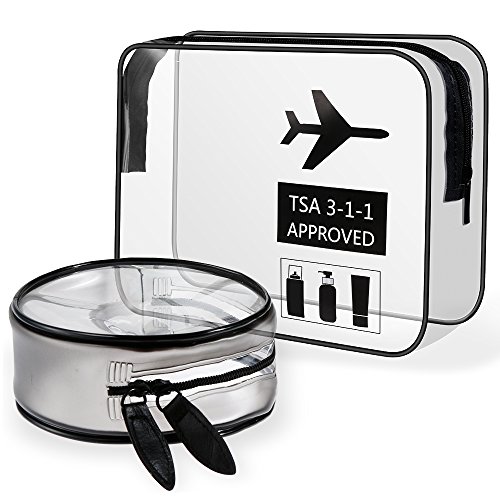 Lictin 2Pcs Neceser Transparente Bolsa de Cosméticos Impermeable Bolsa de Aseo Claro PVC Bolsa de artículos de tocador clara Aprobado por la TSA Viaje en bolsa compatible con la aerolínea del aeropuer