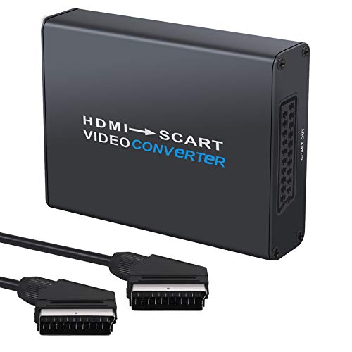 LiNKFOR Convertidor HDMI a Euroconector 1080P Carcasa Aleación de Aluminio HDMI 1.3 Adaptador HDMI a Scart con Cable Euroconector Conversor de Audio y Video HD Compuesto para TV DVD Blue Ray