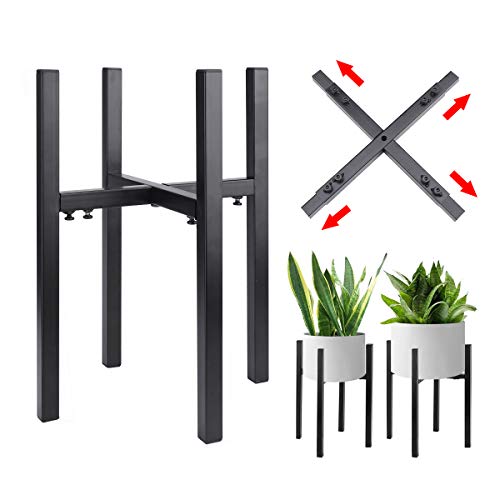 Lishang Soporte para Plantas Interior, Soporte Macetas Expandible Retro para Interiores y Exteriores Estante para Plantas de Metal para 9-11 Inches Maceta, Planta y Maceta NO Incluidas (Negro)