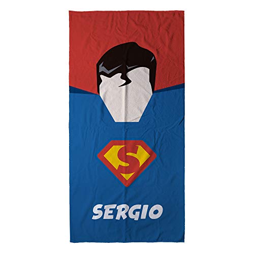 LolaPix Toalla Superhéroe Personalizada con Nombre. Toalla Infantil niño o niña. Regalo Original. Varios Diseños y Tamaños. Superman