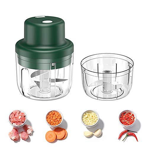 Machacador De Ajos,landzhou Mini Picadora Electrica de Alimentos con Cuchillas Afiladas Picadora de Carne Trituradora de Frutas Ajo Carne Verduras y cebollas 【150 & 300ml】