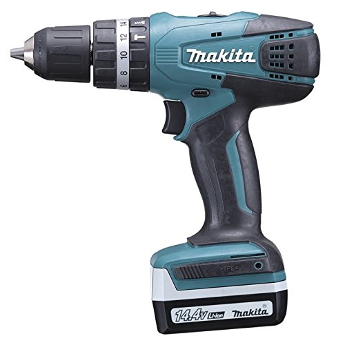 Makita HP347DWE Taladro Percutor A Bateria 14.4V Litio-Ion 1.1 Ah, 14.4 W, 14.4 V, Negro, 0