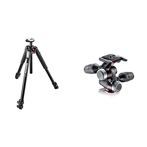 Manfrotto MT055XPRO3 - Patas para trípodes, Aluminio, sólo Patas, Negro, 3 Secciones + MHXPRO-3W - Rótula 3way para trípode, Negro