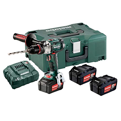 Metabo 602192960 602192960-Taladro percutor a bateria 18V / 3x 4,0 Ah Li-Ion SB 18 LTX Impuls con maletín, 0 W, 18 V, Negro/Verde/Rojo