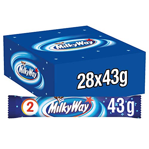 Milky Way Chocolatina de delicioso Turrón blanco recubierto de Chocolate con Leche (28 chocolatinas x 43g)