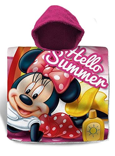 Minnie Mouse Poncho Playa Algodon 120x60cm de Minnie Toalla Tiempo Libre y Sportwear Infantil, Juventud Unisex, Multicolor (Multicolor), Talla Única