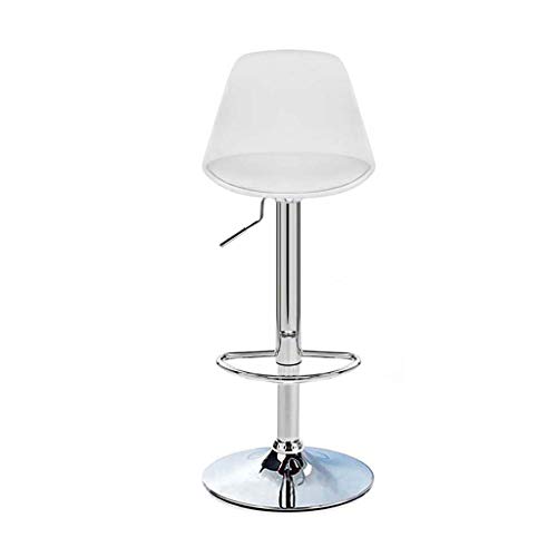 Moolo Taburete de Bar, Material de Cuero ABS y PU Silla giratoria de Acero Inoxidable Cromado Ajustable de 360 ​​Grados de Altura (Carga 330.70 lbs) (Color : Blanco)