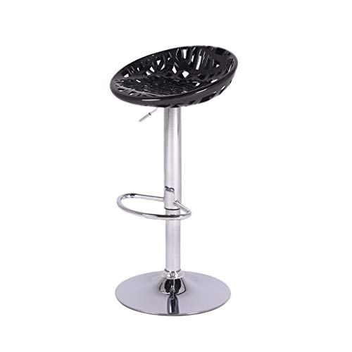 Moolo Taburete de la Silla de la Barra, taburetes taburetes del Acero Inoxidable del Cromo Ajustable de la Altura giratoria de 360 ​​Grados del plástico de ABS (Color : Negro)