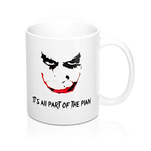 N\A Heath Ledgers The Joker It39S Todo Parte del Plan Taza de café DC Comics Batman Movie Quote Comic Mug Regalo para mamá Papá Novia Novio