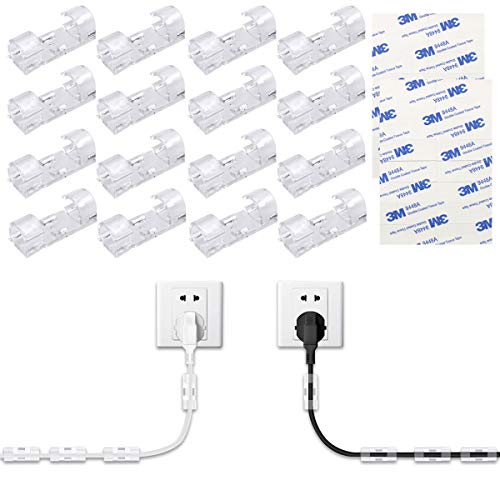 NATUCE 40PCS Organizador de Cables con Adhesivo, Abrazadera de Cables, Clips de Cable Adhesivos, Sujetacables de Alambre, Organizador de Cables Clip para Cables en Hogar, Oficina y Coche (7mm-40pcs)