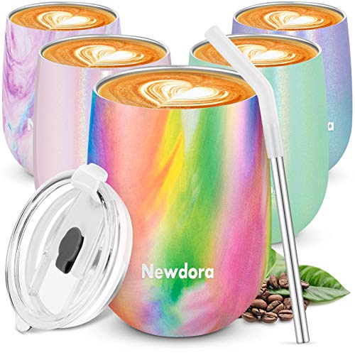 Newdora Termo Cafe 360ml, Taza térmica de Viaje de Acero Inoxidable con 1 un Cepillo de Limpieza, Tazas Cafe Reutilizable para Niños & Adultos, Oficina, Deporte, Acampada, Gimnasio (Multicolore)