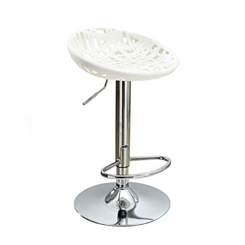 Niuniu Taburete De La Barra, De Plástico ABS Material Giratorio De 360 ​​Grados Altura Ajustable 60-80 Cm Acero Inoxidable Cromado Barstools (Color : White)