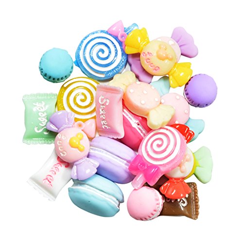 Non-brand 20 Unidades Lotes Mezclados DIY Flatbacks Resina Plana Espalda Macarons Lollippops Caramelos Cabochon Botones Scrapbooking Slime Charm DIY Adorno Arte