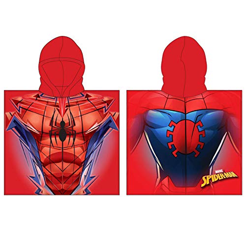 OEKO-TEX Poncho Toalla Playa Piscina BAÑO con Capucha Spiderman 110x55cm