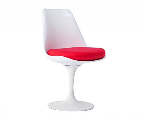 Oui Home - Silla inspiración Tulip Blanca Cojín Rojo