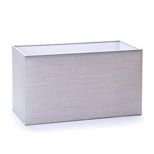 Pantalla de tela para lámpara E27 rectangular, color blanco, 32 cm, 40 cm, pantalla de tela rectangular, gris, 32x16x18 grau