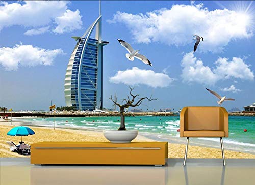 Papel Tapiz Mural Burj Al Arab Mural decorativo sin tejer no tejido para sala de estar Dormitorio Restaurante 350cm(W) x250cm(H)-7 Stripes