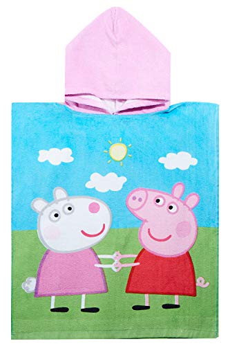 Peppa Wutz & Luzie Locke - Poncho de baño para niños, 100% algodón, con certificado Öko Tex Standard 100