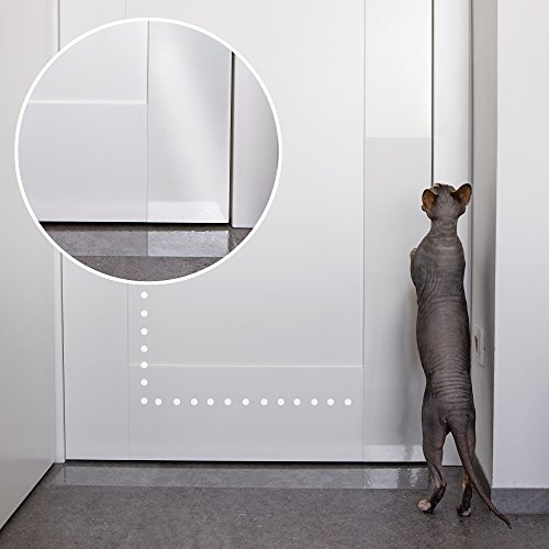 PETFECT Protector contra Arañazos de Mascotas + Cuchilla para Corte a Medida - Protección Puertas de Madera, Paredes y Muebles para Perros y Gatos Anti-arañazos y Repelente con Trasera Súper Adhesiva