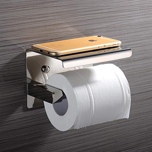 Portarrollos para Papel Higiénico, Moevert Toallero de Papel Tejido Portarrollos Baños Adhesivo Tornillo Acero inoxidable con Almacenamiento Teléfono Móvil Estante de Almacenamiento para Cocina Baños