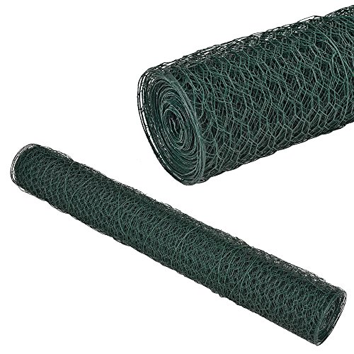 [pro.tec] Malla de alambre hexagonal verde [1m x 25m] Valla de tela metálica - cerca de alambre - revestimiento de PVC