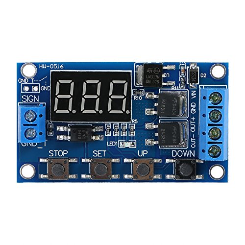 PUSOKEI DC 5V-36V Timer Switch Module, Trigger Cycle Delay On/Off Switch Module, with LED Display and Emergency Stop Function