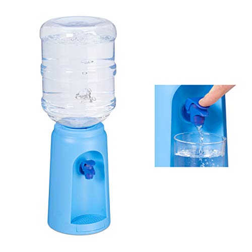 Relaxdays Dispensador de Agua con Tanque y Grifo, Accesorio de Oficina, 4,5L, Plástico, 47,5 x 17 cm, 1 Ud, Azul