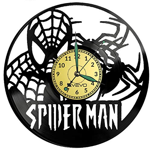 Reloj de pared con diseño de Spiderman de vinilo, reloj retro, grande, decoración para el hogar, gran regalo para amigo, hombre, vinilo, decoración para el hogar, habitación inspiradora