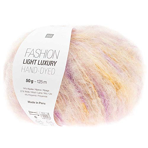 Rico Fashion Light Luxury Hand-Dyed - Lana de alpaca para tejer, color 04 pastel