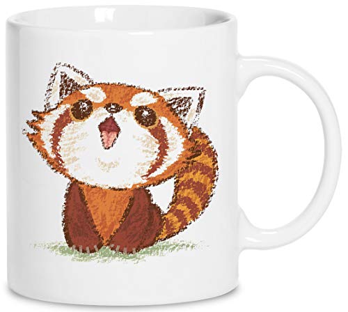 Rojo Panda Feliz Cerámica Blanco Taza Cup Mug