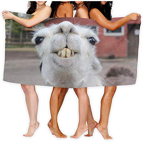 shenhaimojing Toallas De Baño Animal Zoo Llama Alpaca Head Wildlife Bath Sheets 100% Poliéster Swim Large Towel Cover 80X130Cm