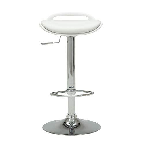 Sillas HAIYU- Taburete de Bar Giratorio Ajustable Taburete de Bar Moderno con Asiento de PU y Reposapiés en Forma de Abanico, Taburete Alto Cromado para Bar/Pub/Cafe, Fácil Montaje (Color : White)