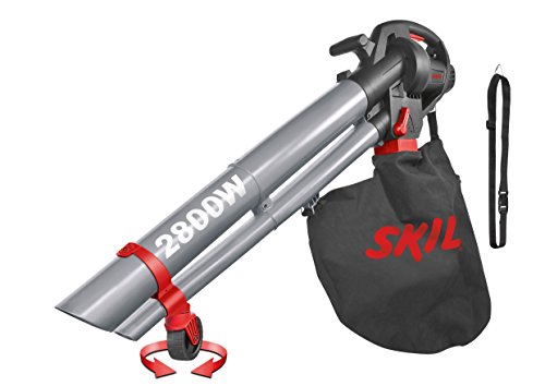 Skil 0792AA - Soplador, aspirador y triturador de hojas con rueda pivotante (2800 W, bandolera, bolsa de recogida, Easy Storage)