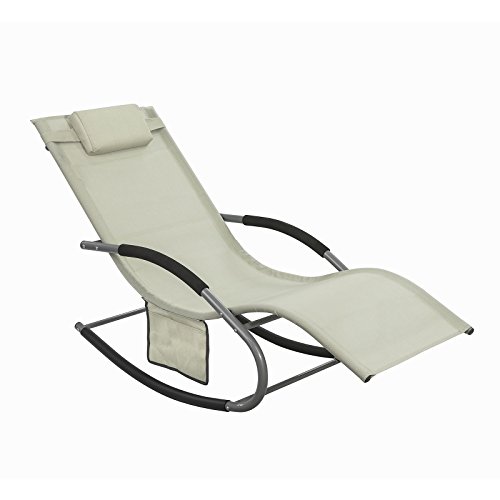 SoBuy OGS28-MI,Jardín Mecedora con reposapiés, Hamaca de jardín, Tumbona ergonómica, Beige,ES (Beige)