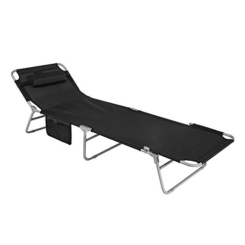 SoBuy OGS35-SCH,Tumbona inclinable de Acero Color Negro Plegable con Almohada Playa Piscina Jardín Mecedora,ES (1)