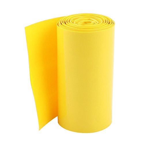 sourcing map 85 mm Ancho de PVC Tubo termoretráctil de Tubo Amarillo 5Metros de 18650 Paquete