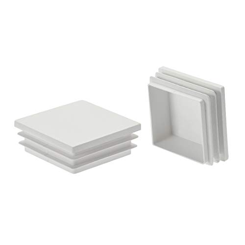 sourcing map 8uds 50x50mm Tapón cuadrado de Tubo de plástico Blanco para Pasamanos Escalera Barandilla Tubo