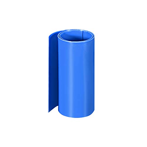 sourcing map PVC Termoretráctil Tubo 125mm Plano Ancho Envoltura para Doble Capa 18650 1 Metro Azul