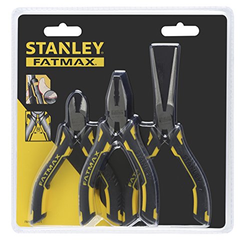 Stanley FMHT0-80524 Set mini-alicates FATMAX 3 piezas (Universal, diagonal y boca larga), Nero/Giallo