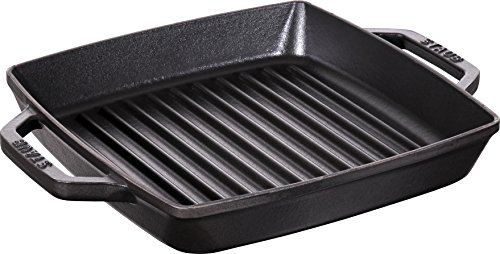 STAUB 40511-783-0 - Cacerola (Plaza, Sartén Parrilla, Negro, Esmalte, Hierro Fundido, Francia)